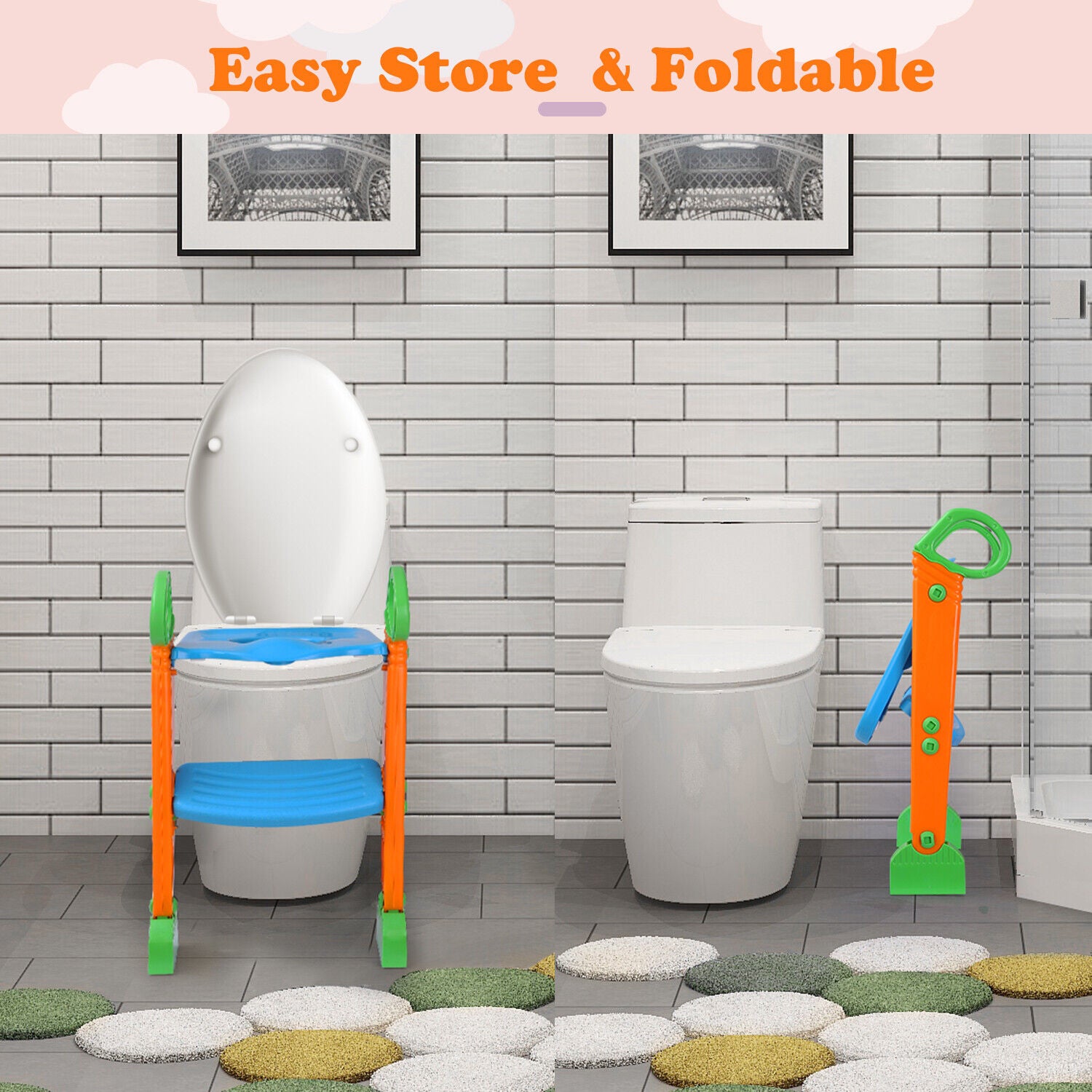 Kids Potty Training Seat with Step Stool Ladder Child Toddler Toilet Kids Gift