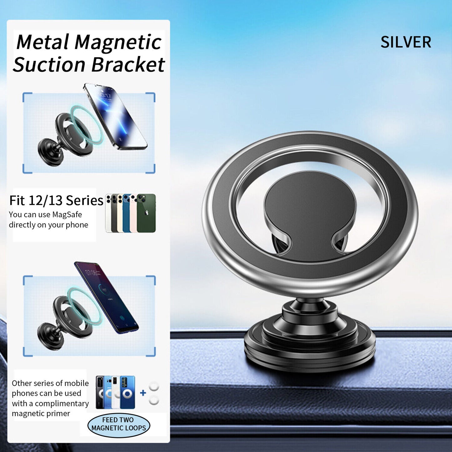 Strong Magnetic 360° Rotation Mag Safe Air Vent Car Mount Dashboard Phone Holder