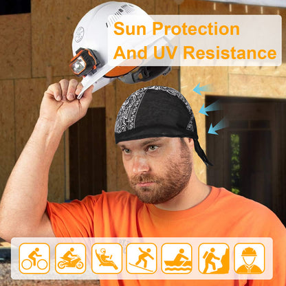 6PCS Men’s Biker Head Wraps – Doo Rag Skull Caps, Cotton Bandanas for Motorcycle & Cycling | Stylish & Comfortable, TikTok Trendy Riding Accessories