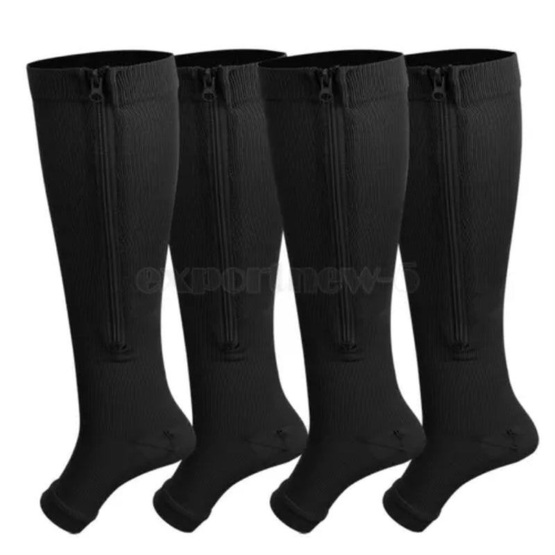 tame impala leg warmers Zipper Medical Compression Support Socks Knee High Open Toe Compression Socks Zip-Up Open Comfort Fit Womenswear Breathable