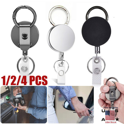 Retractable Badge Reel ID Card Holders Heavy Duty with Belt Clip Key Ring 2Packs