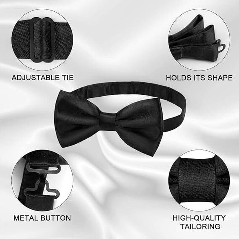 Mens Bow Tie Pre-Tied Fashion Novelty Adjustable Tuxedo Bowtie Wedding Necktie