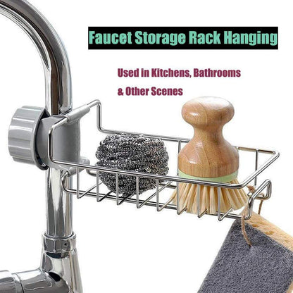 Kitchen Sink Caddy Organizer over Faucet Sponge Holder Hanging Faucet Drain Rack