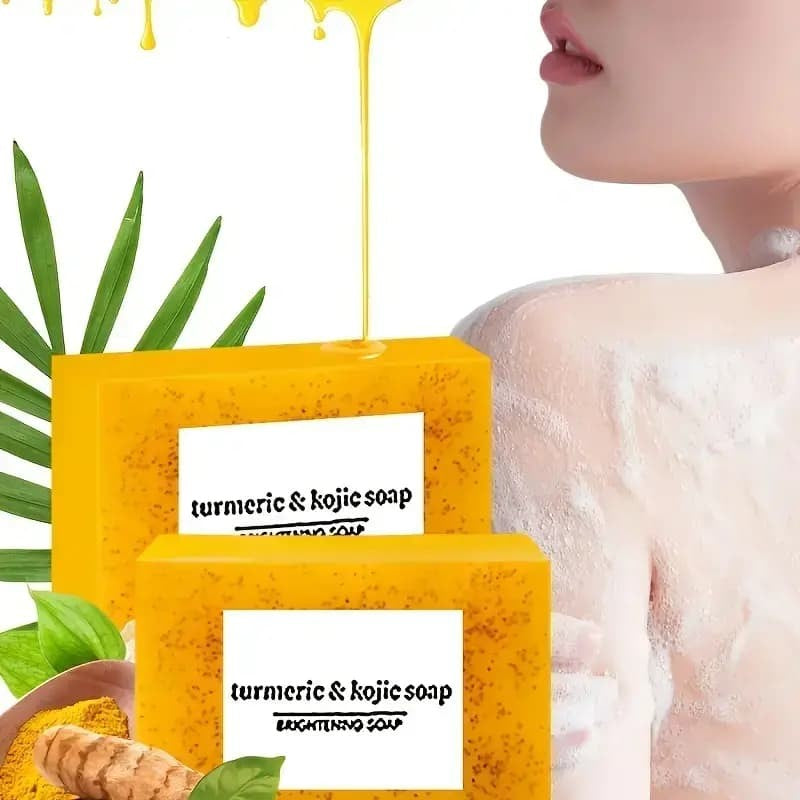 2-Pack Turmeric Glow Soap Bar - Lemon & Kojic Acid, Removing Dark Spots