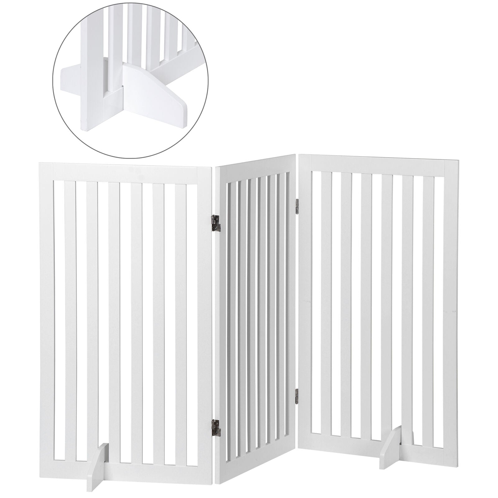 36''H Foldable Dog Gate with 3 Panels – Expandable Freestanding Pet Barrier for Doorways, Stairs, & More, Durable MDF, No Assembly, Anti-Slip Design