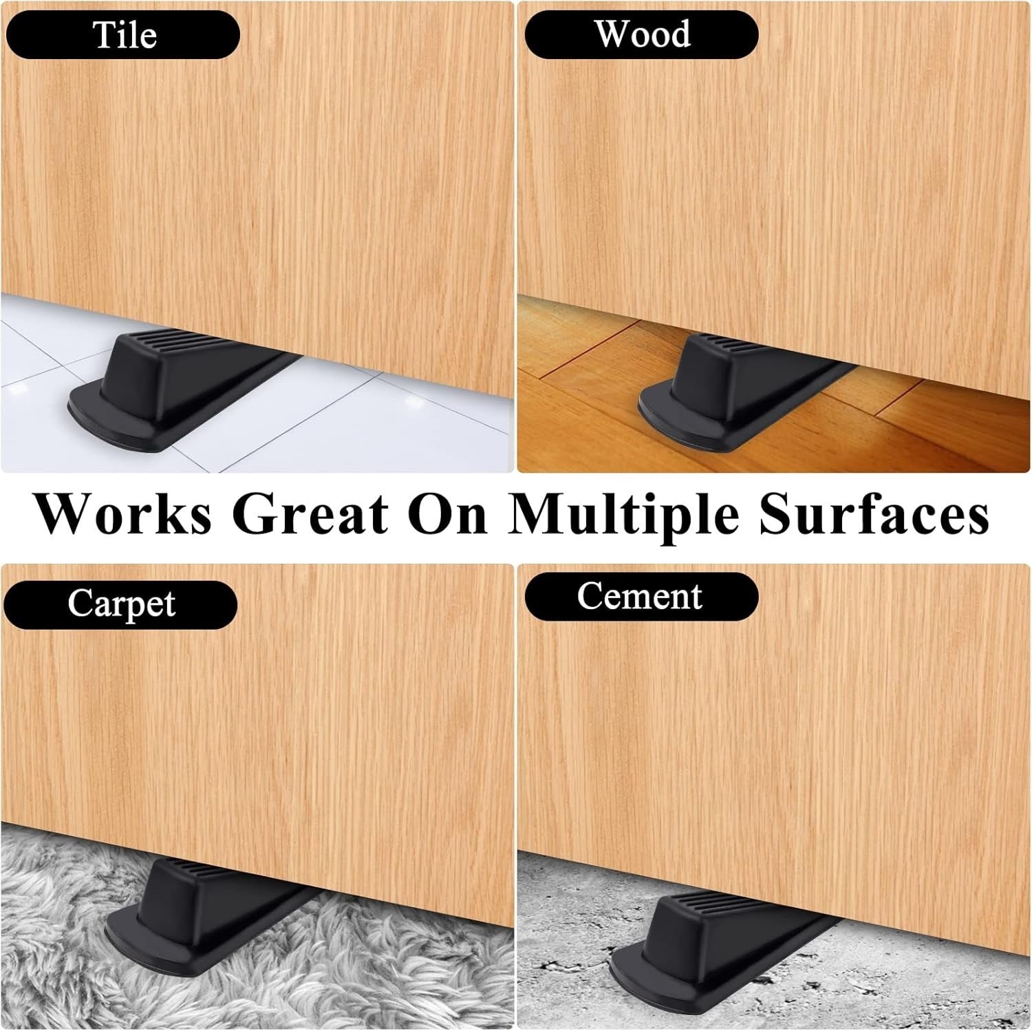 4 Pack Door Stoppers for Bottom of Door, Rubber Door Stopper Wedge