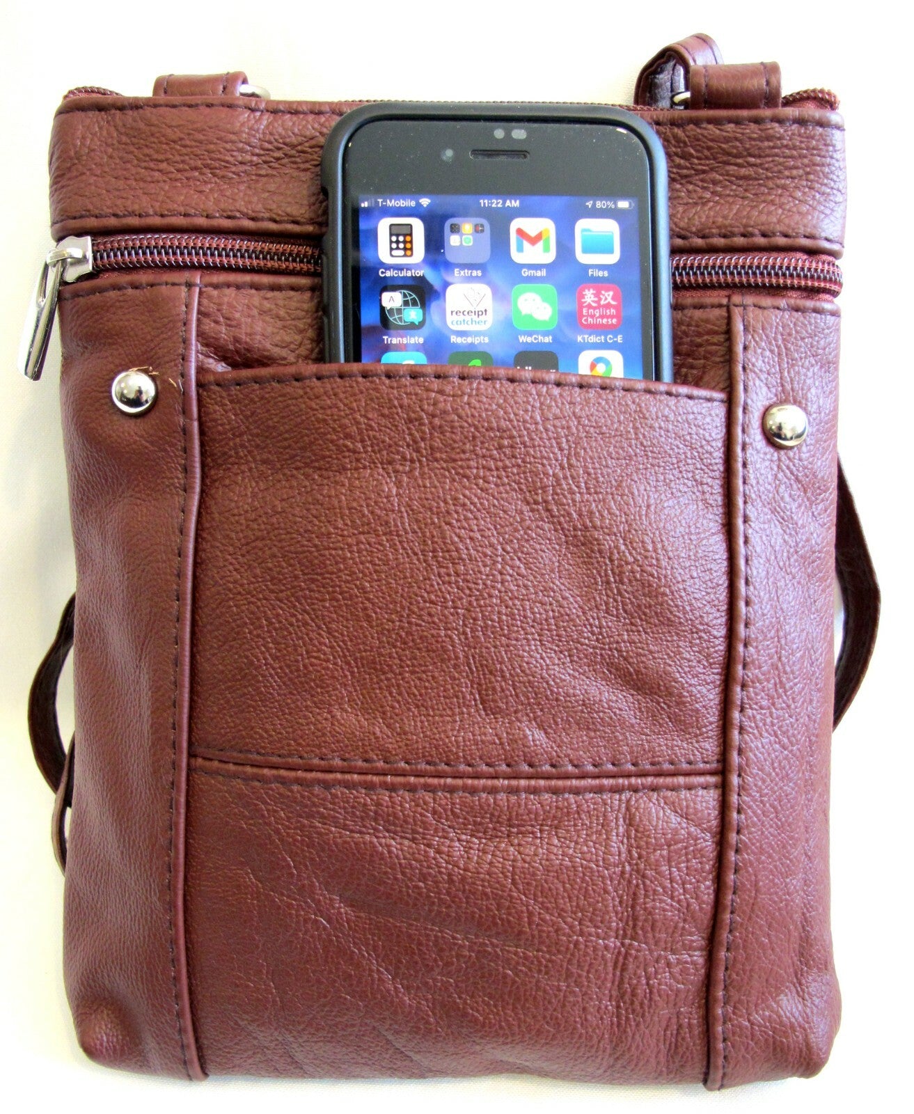 Real Leather Shoulder Bag Handbag Purse Cross Body Organizer Smart Phone Pockets