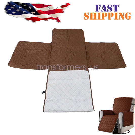 Quilted Recliner Chair Cover Slipcover Reversible Anti-Slip Sofa Seat Protector