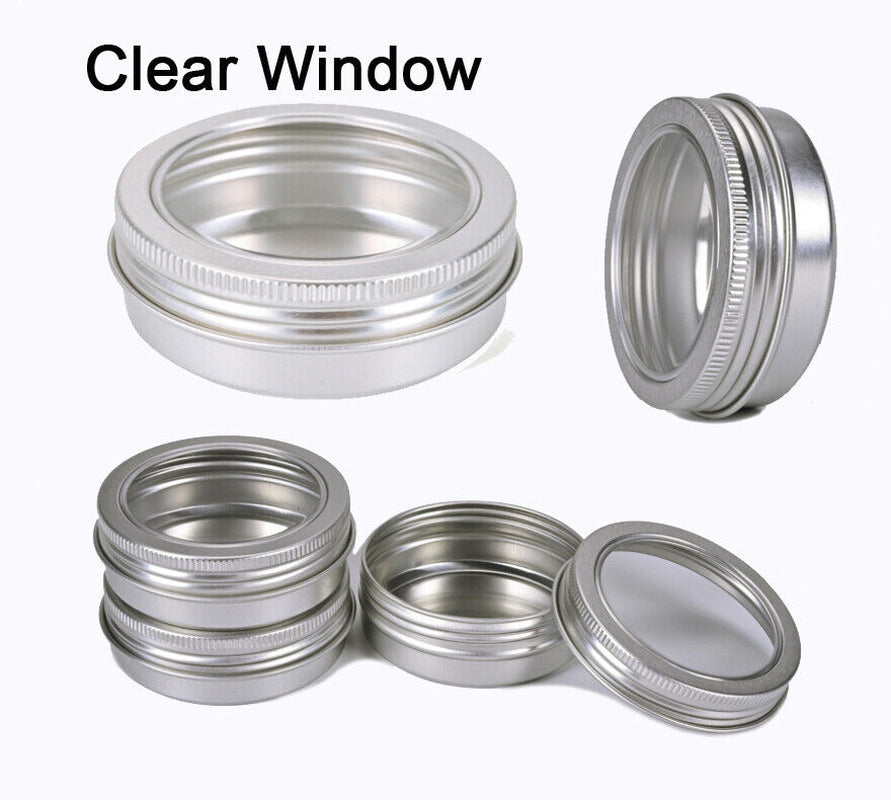 jewelry jar Silver Aluminum Tin Containers - Rust-Proof, Leak-Free Travel Jars for Cosmetics, Soap & DIY (Multiple Sizes)