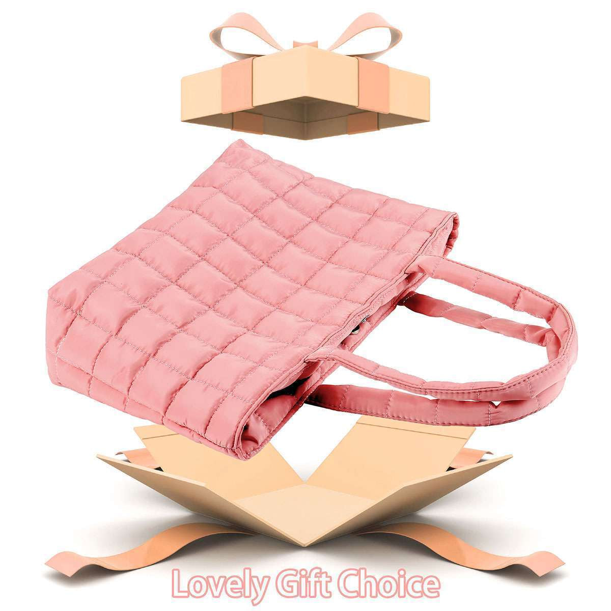Women Puffer Tote Bag Quilted Puffy Handbag Shoulder Bag down Underarm Large Bag