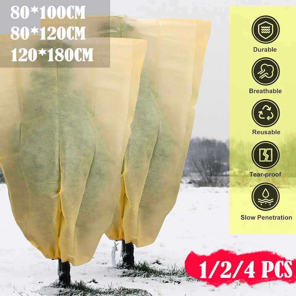 1/2/4X Reusable Plant Covers Freeze with Drawstring for Winter Frost Protection
