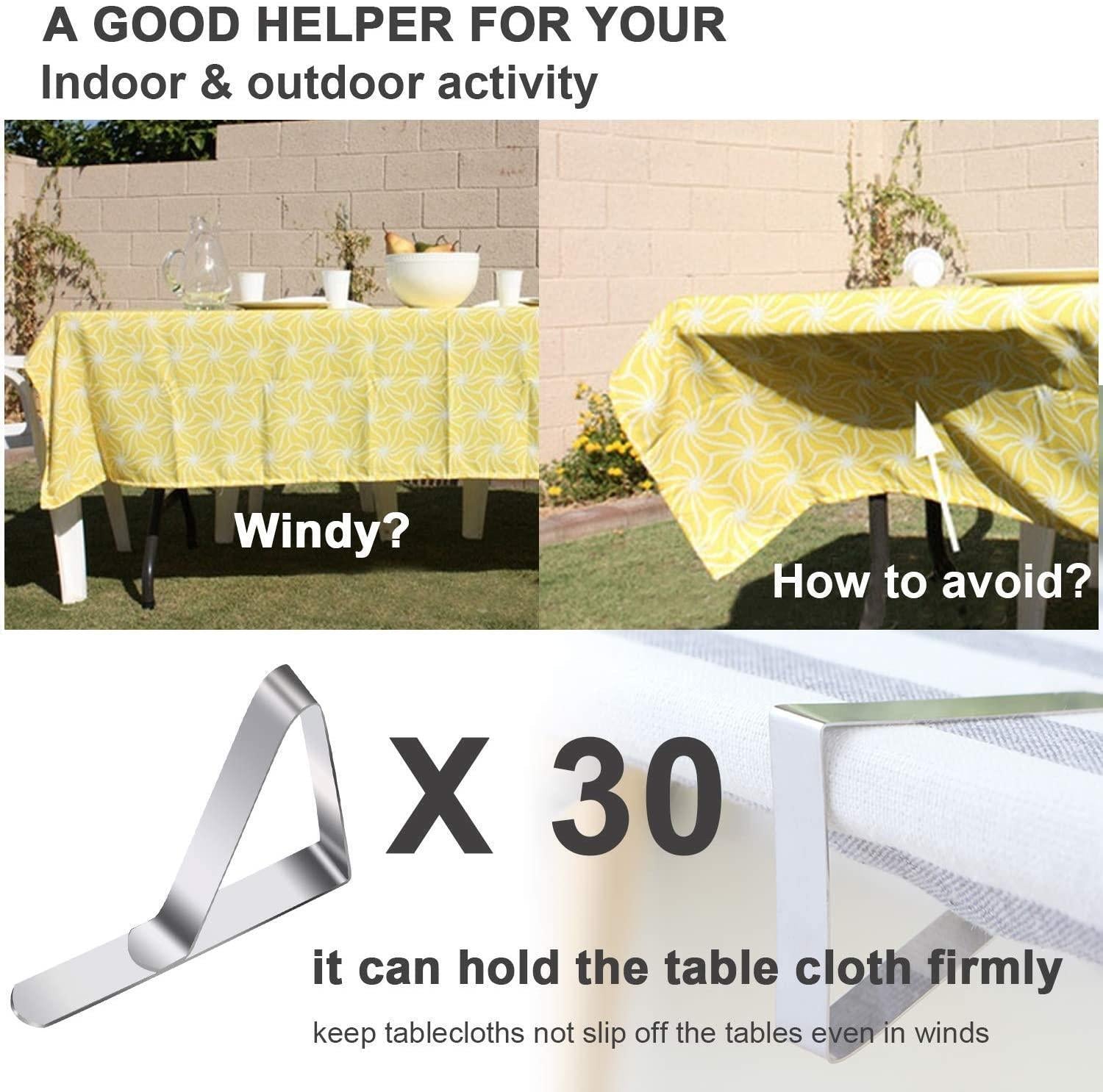 Tablecloth Clips 30 Packs Stainless Steel Picnic Table Cover Clamps for Kitchen