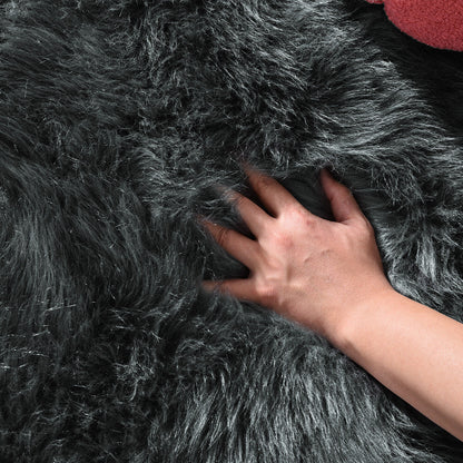 Faux Fur Sheepskin Fluffy Area Rugs round Shaggy Carpet for Bedroom Living Room