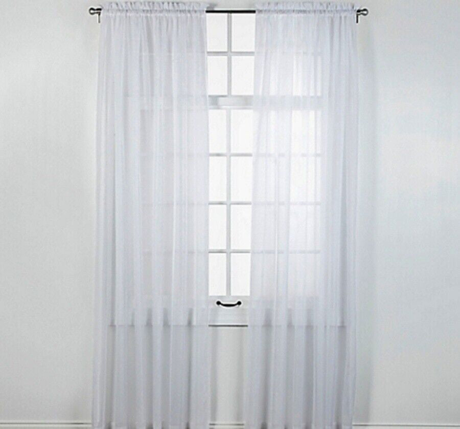 2 Piece Sheer Voile Window Elegance Curtains Drape Treatment 63, 84 Length