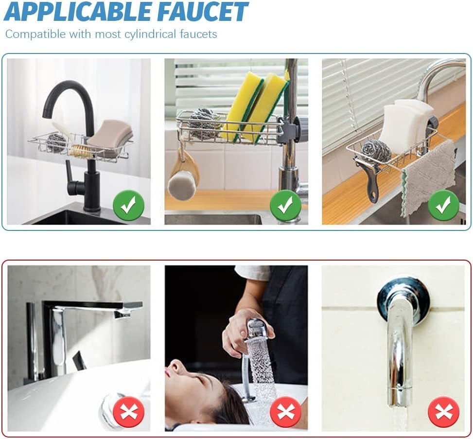 Kitchen Sink Caddy Organizer over Faucet Sponge Holder Hanging Faucet Drain Rack