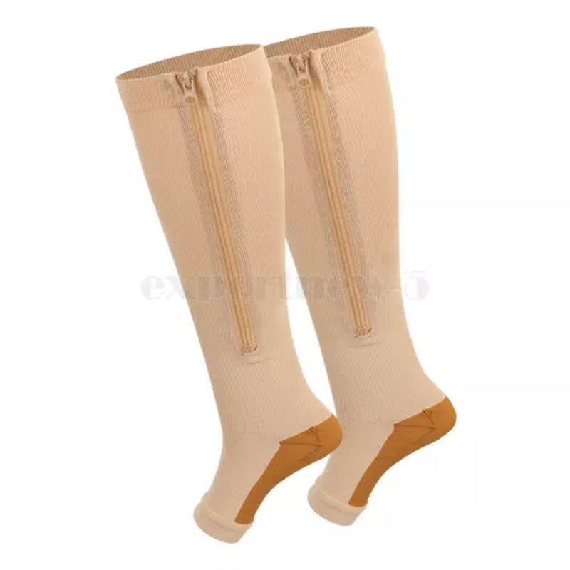 tame impala leg warmers Zipper Medical Compression Support Socks Knee High Open Toe Compression Socks Zip-Up Open Comfort Fit Womenswear Breathable