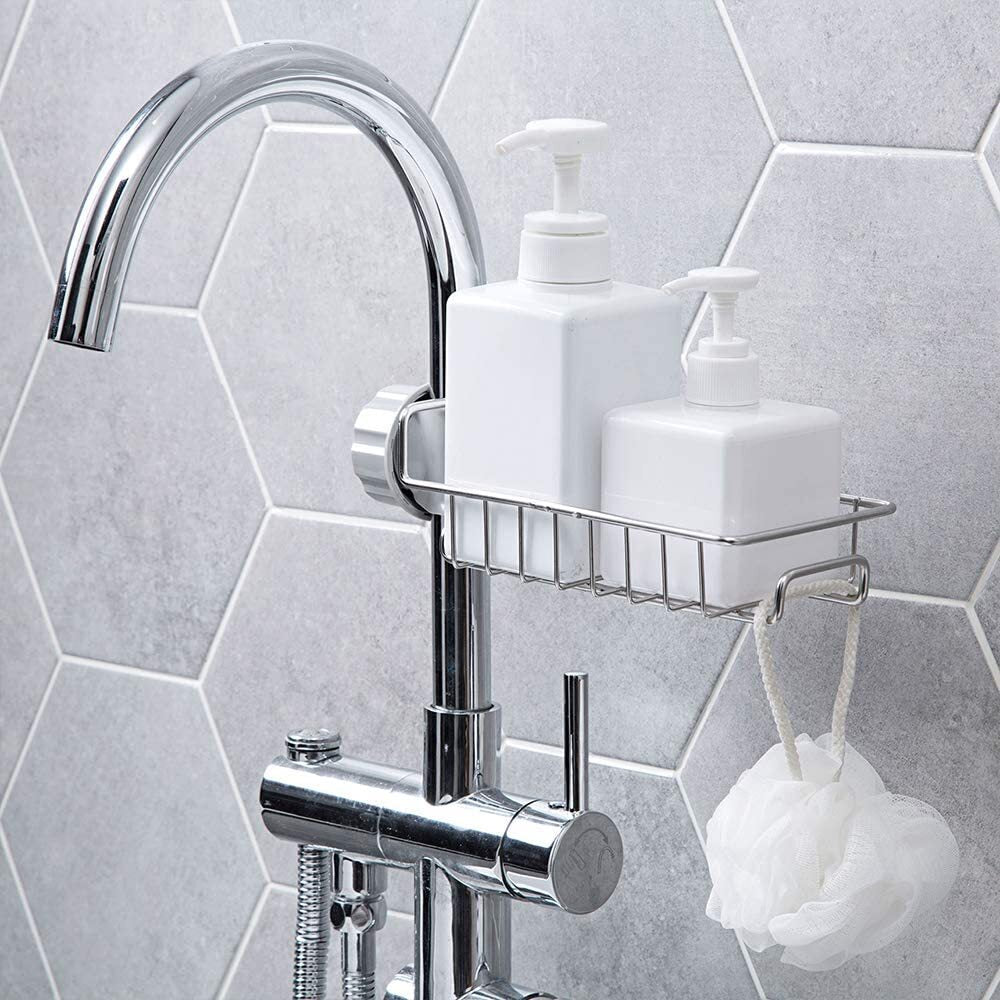 Kitchen Sink Caddy Organizer over Faucet Sponge Holder Hanging Faucet Drain Rack