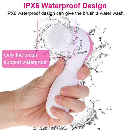 360° 5 in 1 Facial Cleansing Brush Electric Face Body Scrub Tools Waterproof
