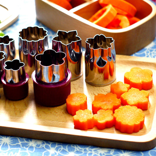 Stainless Steel Flower Shape Rice Vegetable Fruit Cutter Mold Slicer Set of 8Pcs