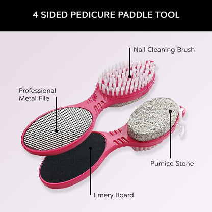 2 Pack Pedicure Paddle Kit 4 in 1 Tool with Pumice Stone for Feet Hand Toe Nail