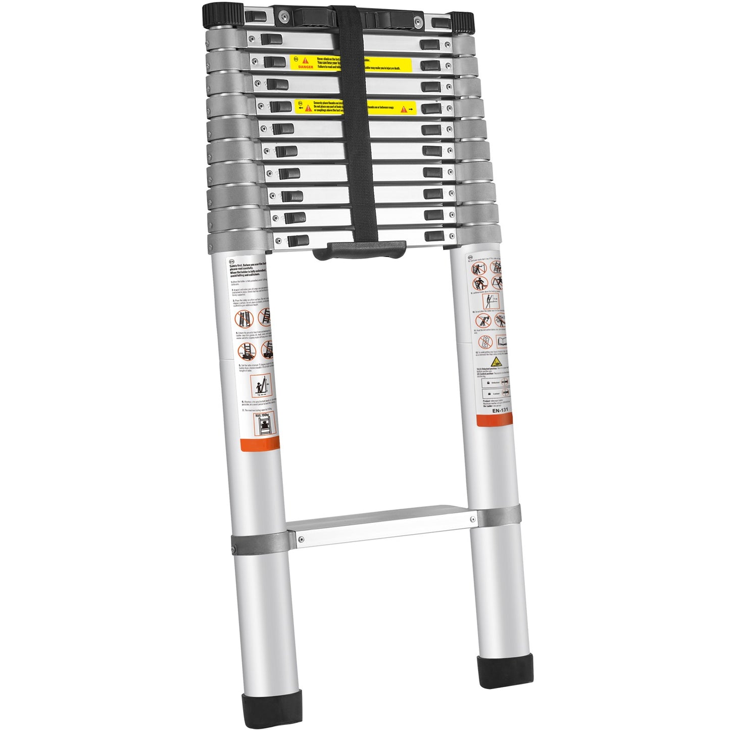 Lightweight Telescoping Extension Ladder, 15ft - Lightweight, Foldable, Anti-Slip, 400lb Load Capacity, Portable & Compact for Home, Renovation 