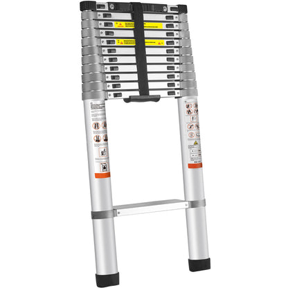 Lightweight Telescoping Extension Ladder, 15ft - Lightweight, Foldable, Anti-Slip, 400lb Load Capacity, Portable & Compact for Home, Renovation 
