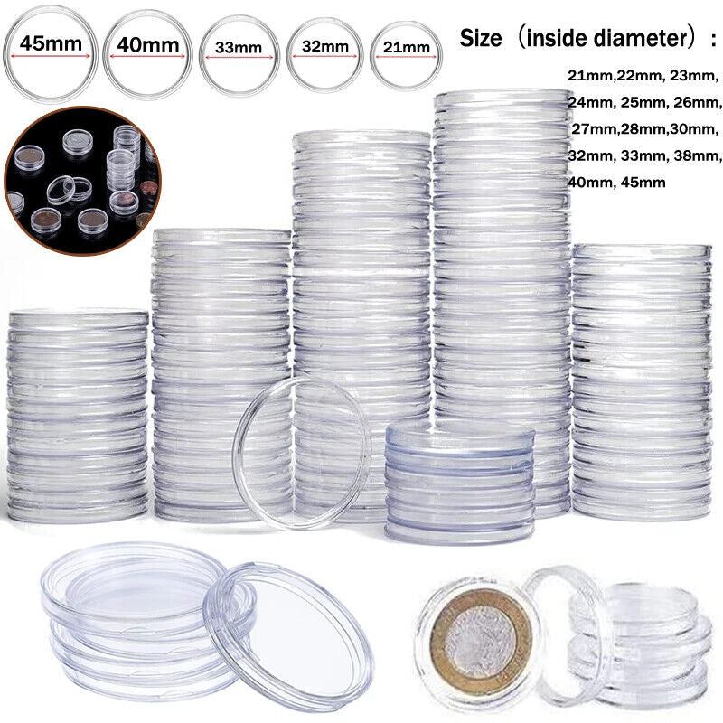 Transparent round COINNING Box Capsules Storage Containers Home Supplies