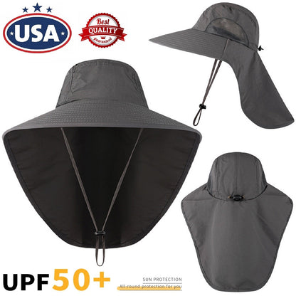 Wide Brim Sun Hat with Neck Flap UV Protection Hiking Fishing Cap Men Women US