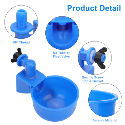 10PCS Automatic Water Cups Poultry Drinker Waterer Chicken Duck Quail Drinking