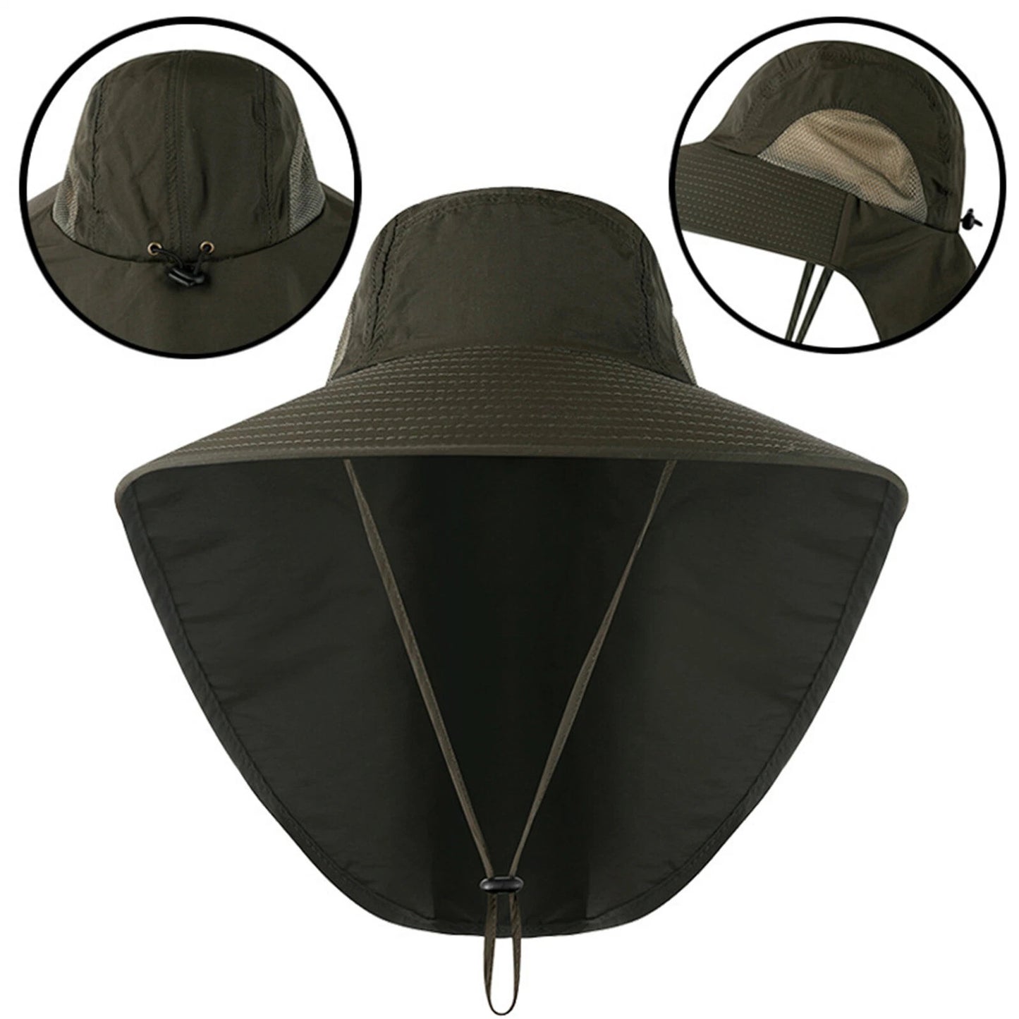 Wide Brim Sun Hat with Neck Flap UV Protection Hiking Fishing Cap Men Women US