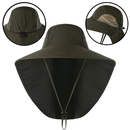 Wide Brim Sun Hat with Neck Flap UV Protection Hiking Fishing Cap Men Women US