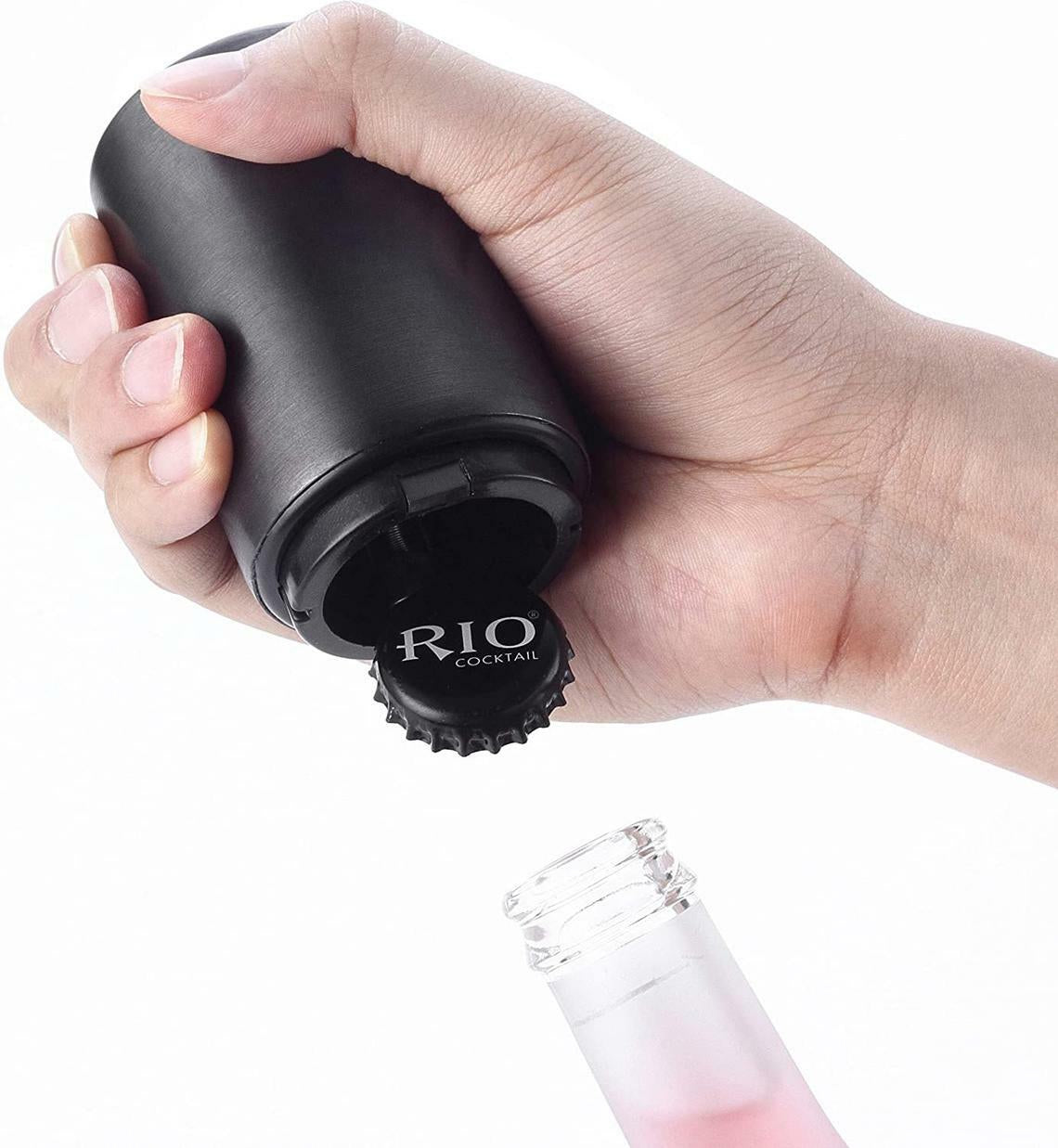 Magnet Automatic Beer Bottle Opener Push down Soda Cap Collector Stainless Steel