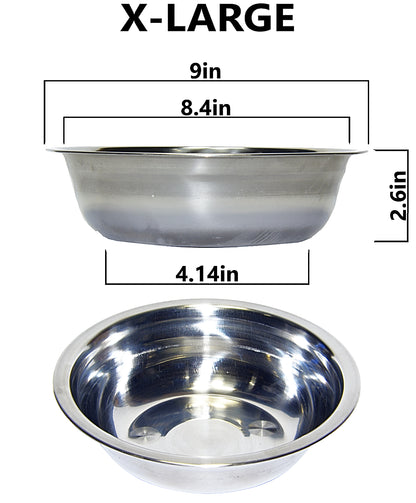 Set of 2 Dog Cat Pet Bowl Dish Metal STAINLESS STEEL Silver New XXS-XXL