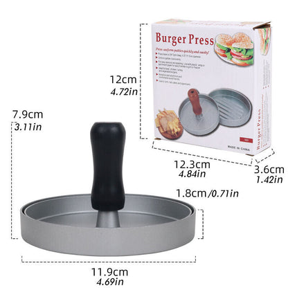 Burger Press Patty Maker - Non-Stick, Easy Release, Perfect Round Patties for Beef, Veggie & More, Detachable Handle for BBQ, Picnic & Kitchen Use