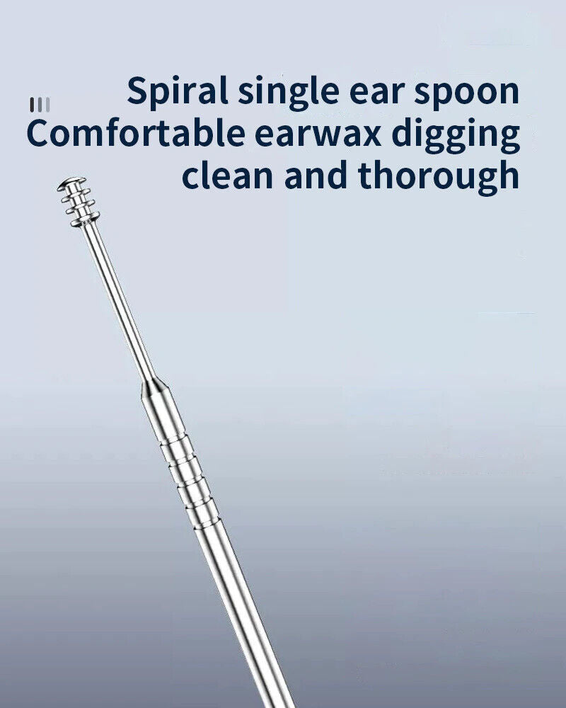 Ear Wax Remover Set 7Pcs Ear Cleaning Kit with Spiral Tool & Spoon | Safe & Reusable Ear Pick Curette for Deep Clean