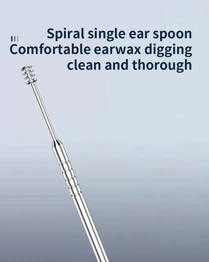 Ear Wax Remover Set 7Pcs Ear Cleaning Kit with Spiral Tool & Spoon | Safe & Reusable Ear Pick Curette for Deep Clean