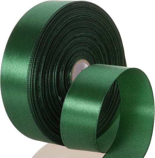 50 Yards 1 Inch Forest Green Satin Ribbon, Single Face 1",