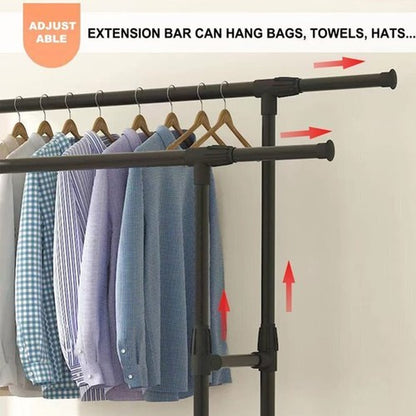 Heavy Duty Clothing Garment Rack Rolling Clothes Organizer Double Rails Hanging