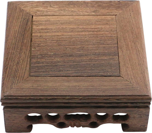 Traditional Craft Wooden Base Wood Display Stand Oriental Square Shape Pedestal