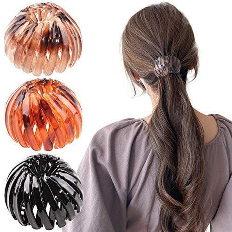 claw grip, New Bun Maker Clip - Non-Slip Expandable Hair Claw for Ponytail & Buns, Geometric Bird Nest Design, 3 Colors, Holds Thick/Thin Hair 