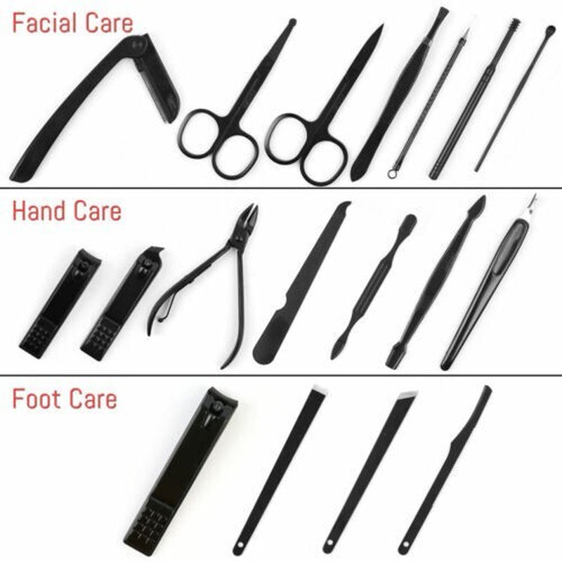 18PCS Manicure Set Pedicure Tools and Nail Clippers Professional Stainless Steel
