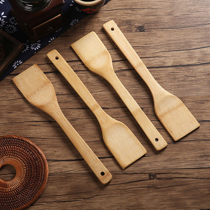 Aesthetic Kitchen Bamboo Wooden Utensils – Set of 2/4/6 Eco-Friendly Spatula, Spoon & Cooking Tools for Home Chefs & Meal Prep