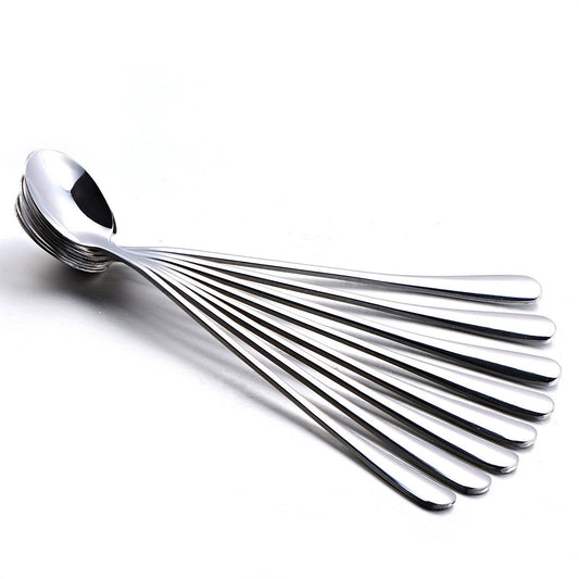 7.5” Stainless Steel Iced Tea & Mixing Spoons (6 Pc) – Long Handle Cocktail, Ice Cream & Coffee Stirring Spoons | Elegant, Durable & Rust-Resistant