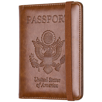 RFID Blocking Leather Passport Holder – Slim Wallet Cover with Card Slots for Men & Women | Airport Must-Have Organizer Travel Essentials