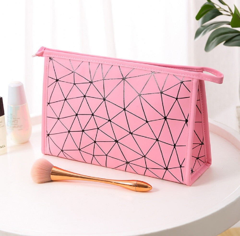 PU Leather Makeup Bag – Zipper Pouch Organizer Elegant Toiletry Cosmetic Holder
