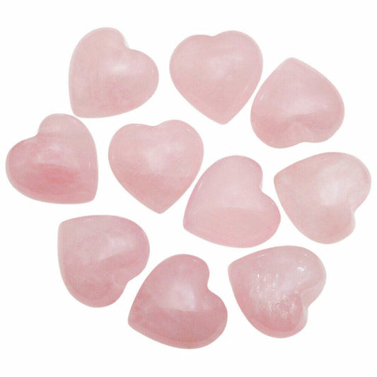 10PCS Rose Quartz Heart Healing Stones – Natural Pink Crystal Palm Worry Stones for Meditation, Chakra Balancing, Emotional Healing & Spiritual Gifts