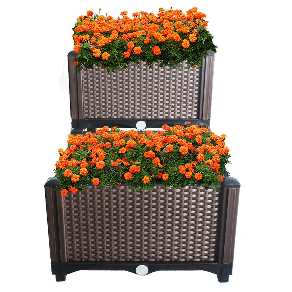 2X Elevated Rectangular Raised Garden Bed Flower Vegetable Grow Planter Care Box