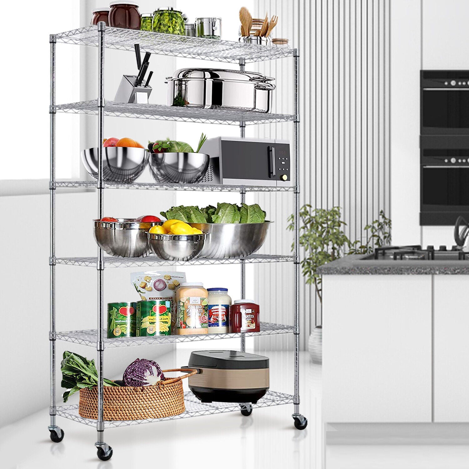 Wire Shelving Unit - Heavy-Duty Storage Shelves, Adjustable Metal Rack for Garage, Kitchen, Closet - 48"x18"x78", 500lb Capacity, Easy Assembly