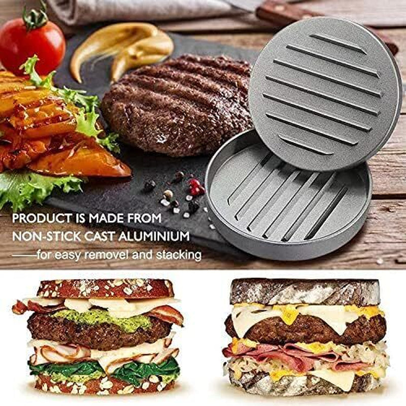 Burger Press Patty Maker - Non-Stick, Easy Release, Perfect Round Patties for Beef, Veggie & More, Detachable Handle for BBQ, Picnic & Kitchen Use