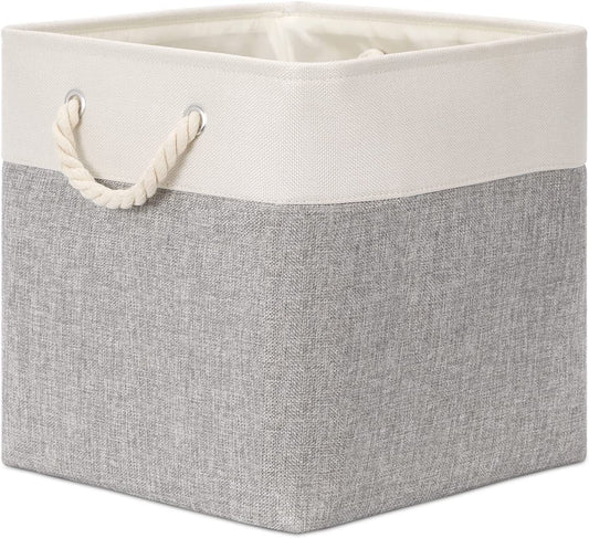 Large Storage Basket Rectangular Fabric Collapsible Organizer Bin Box 13×13×13In